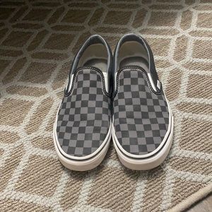 Women’s black and grey checkered vans